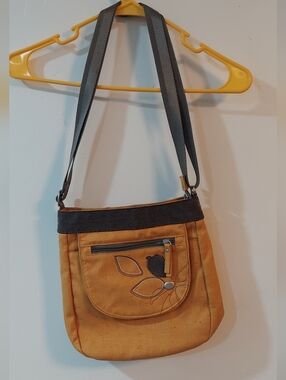 Haiku Women's Casual Crossbody Bag in Mustard with Leaf Accent